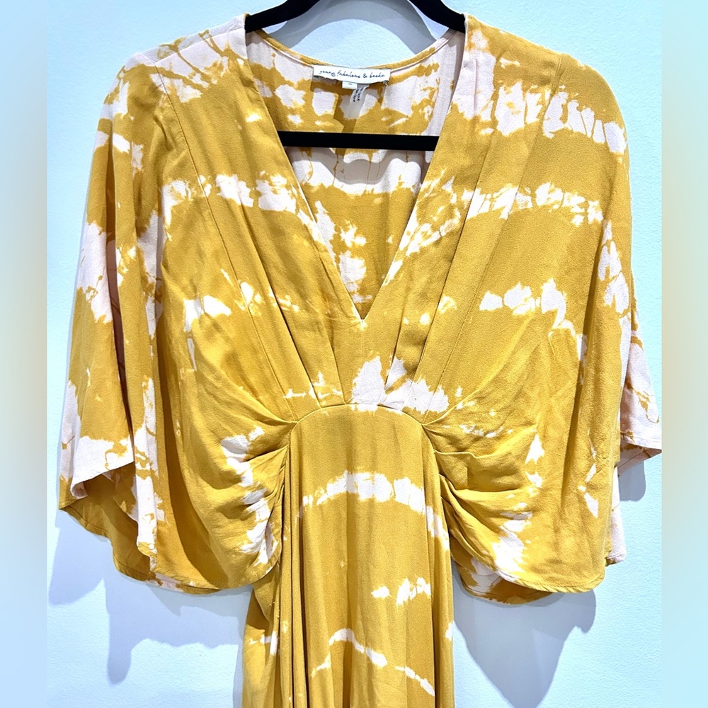 Yellow Tie-Dye High-Low Boho Maxi Dress- Size S-100% Rayon - Picture 3 of 8